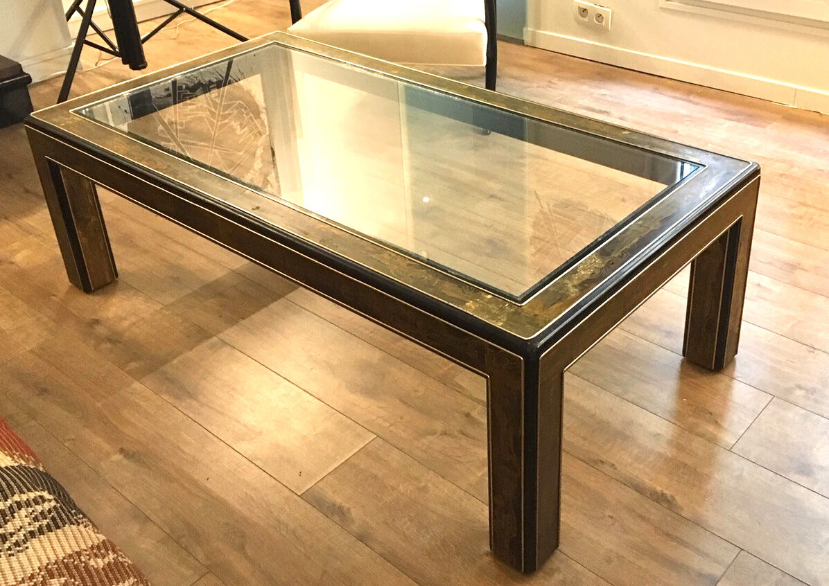 Bernhard Rohne Bronze and wood coffee table for MasterCraft