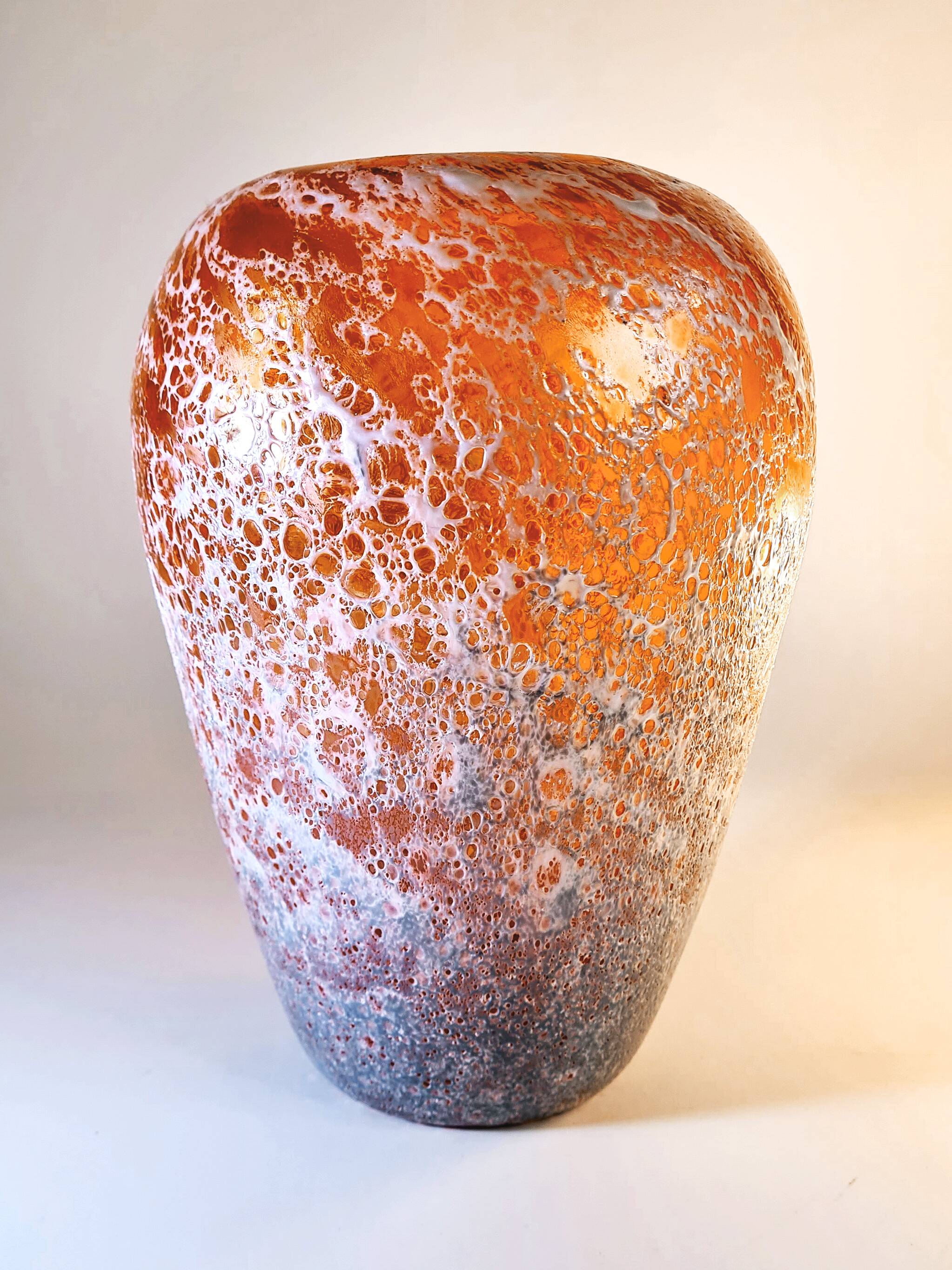 Blown glass vase – sea foam effect