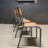 Set of Mulca school chairs patinated graphite.