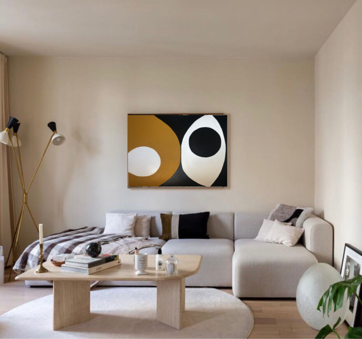 Abstract ochre canvas