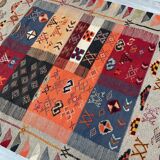 Unique and medium berber kilim, red rug, moroccan kilim, decoration rug