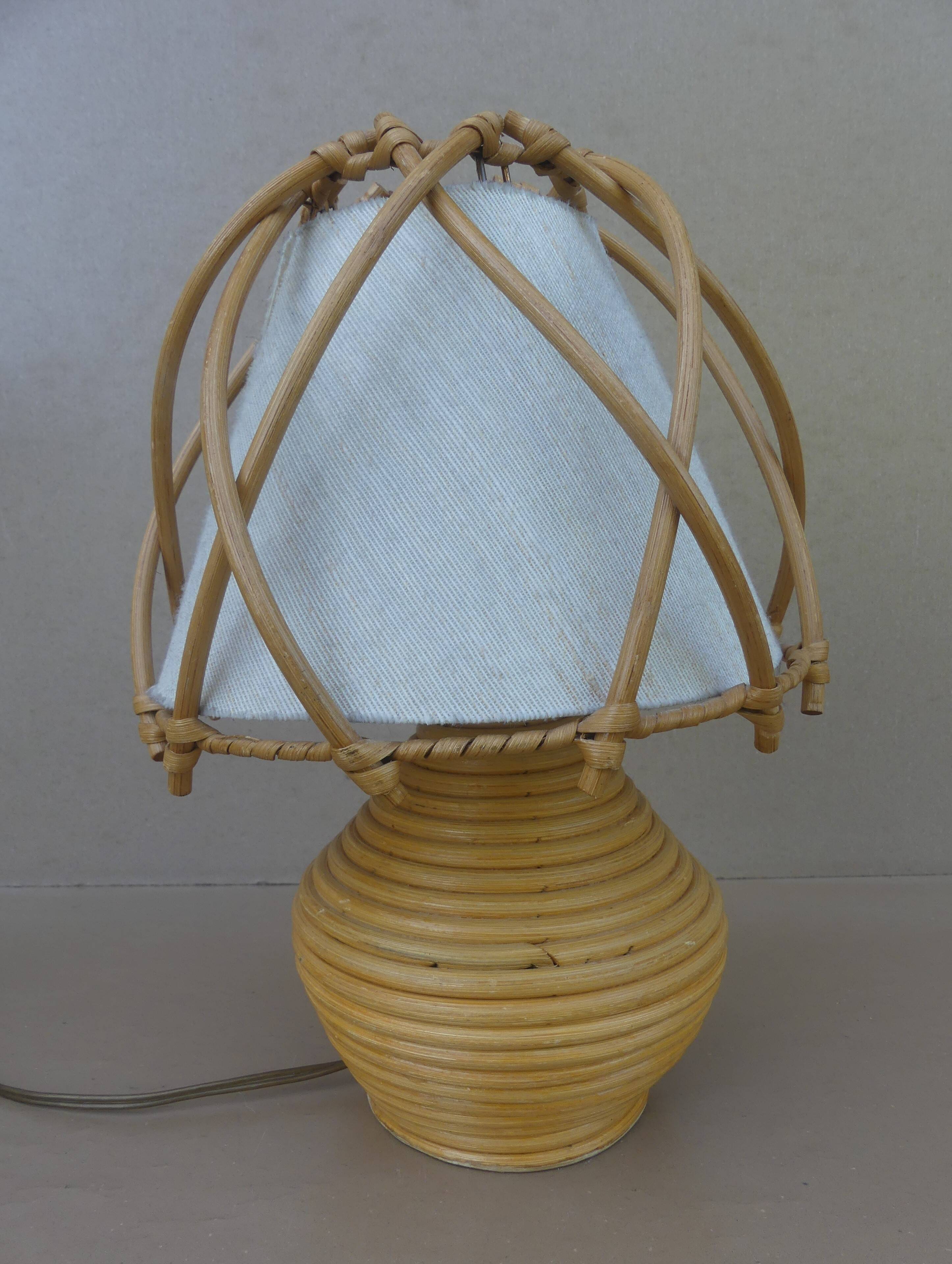 Louis SOGNOT rattan bedside lamp