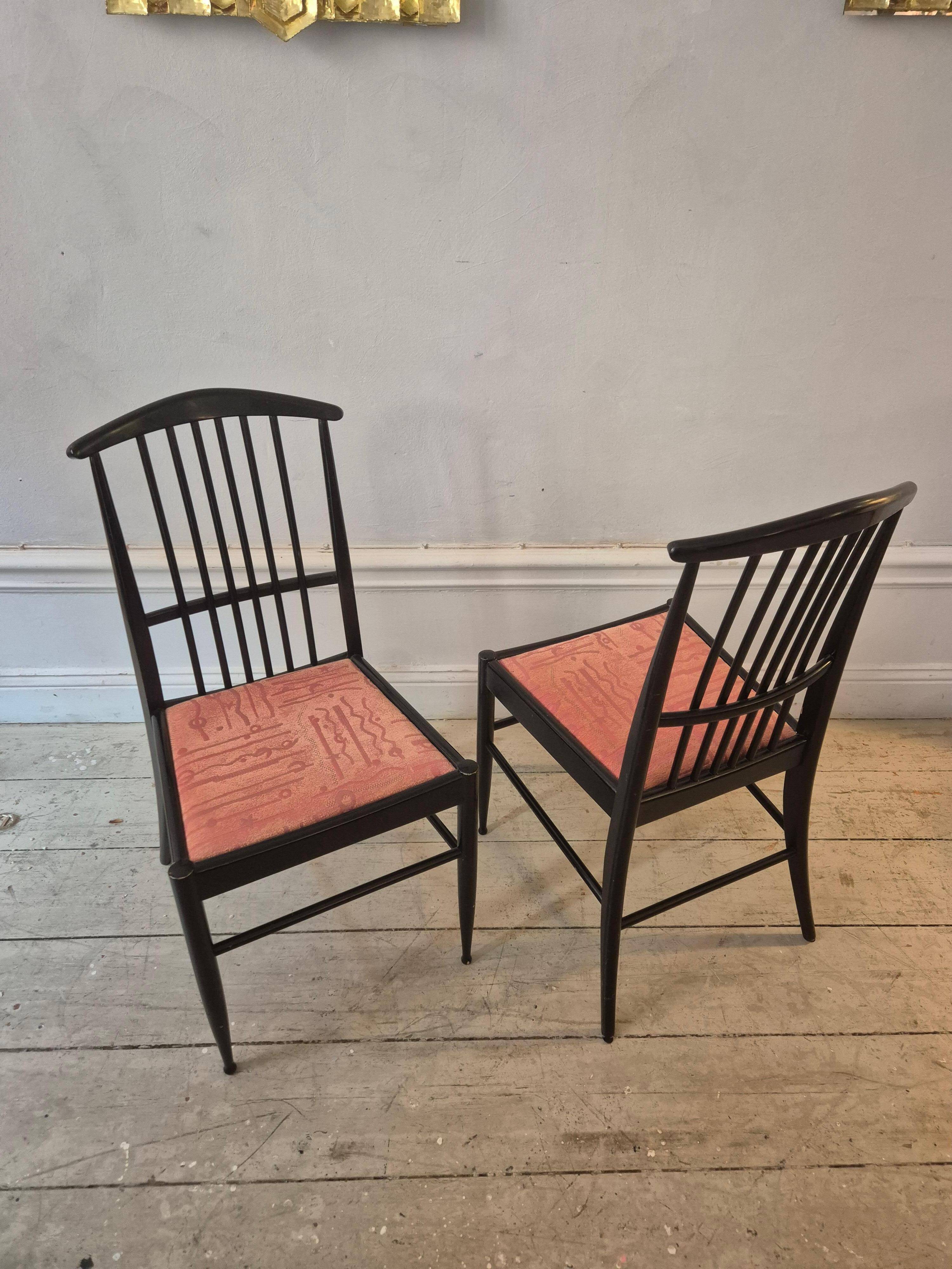 The Modernity, set of six chairs, model Charlotte, black lacquered wood.