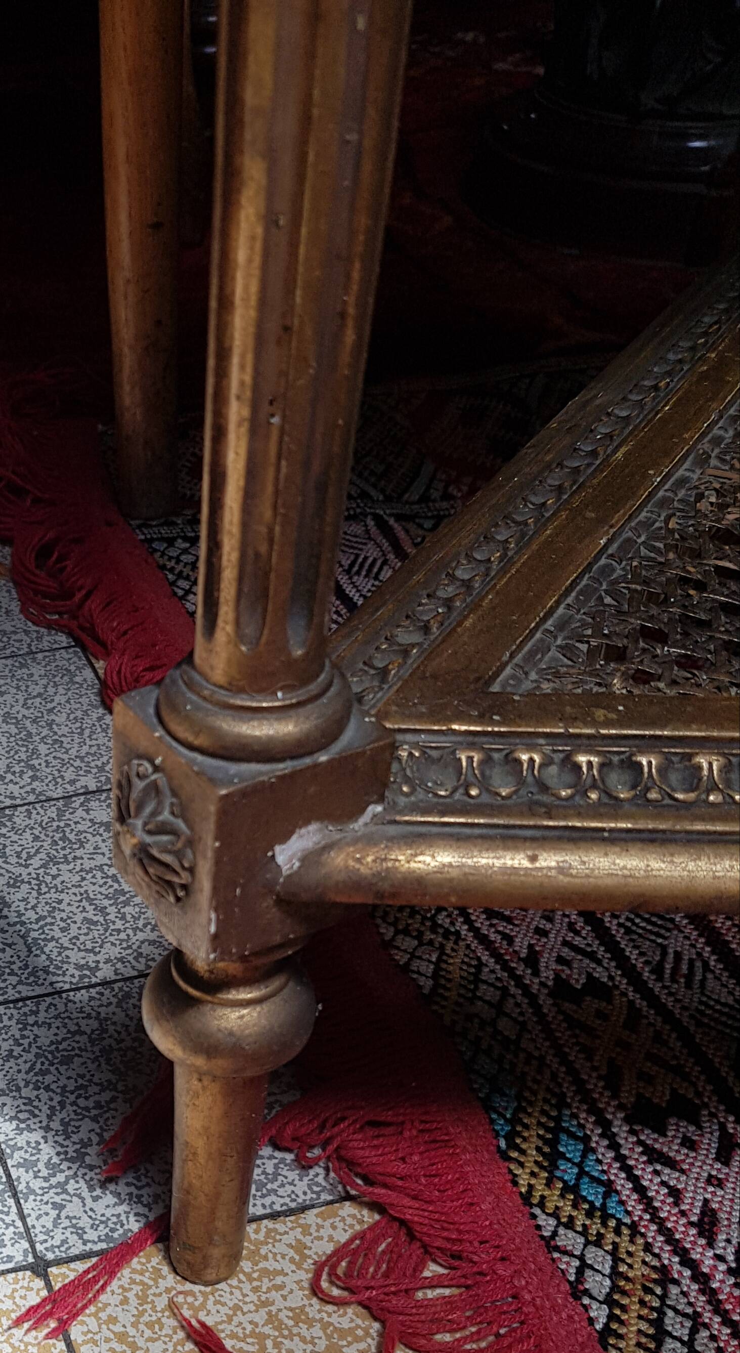 Napoleon 3 seater, gilded wood, marble cane