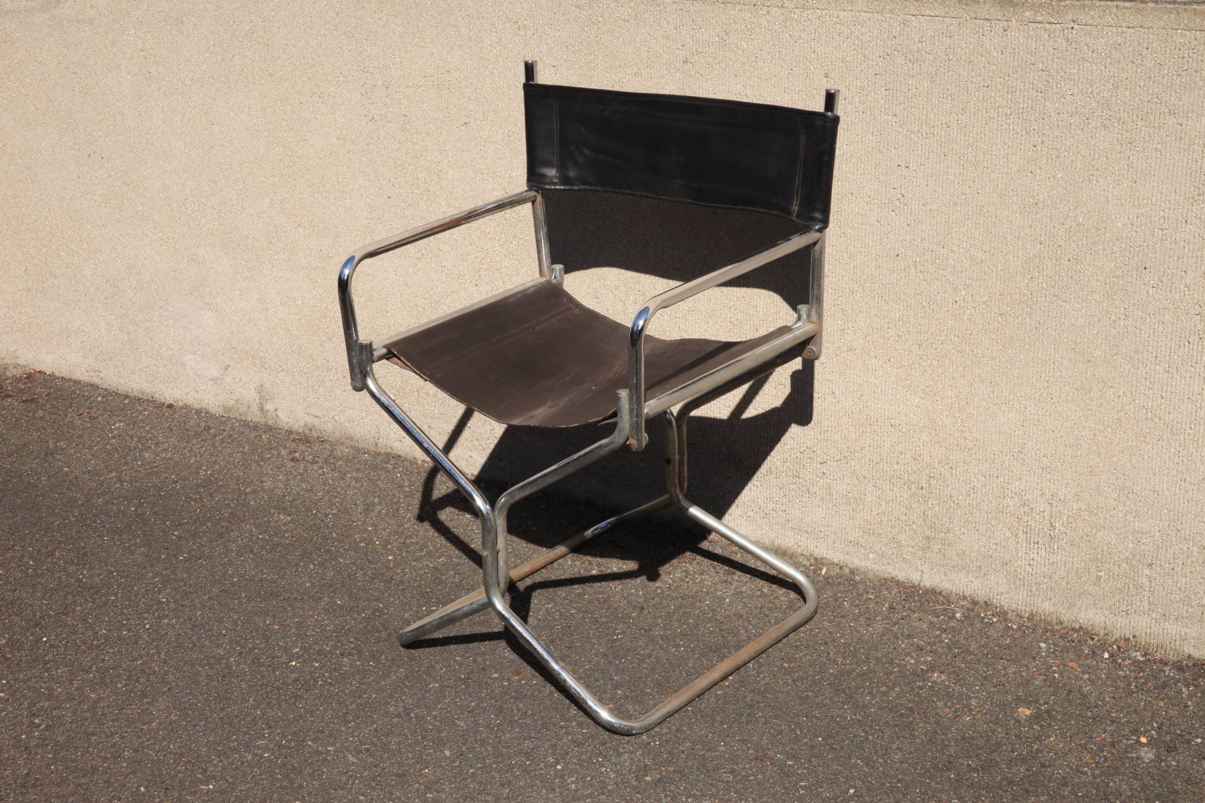 Lafuma folding leather armchair