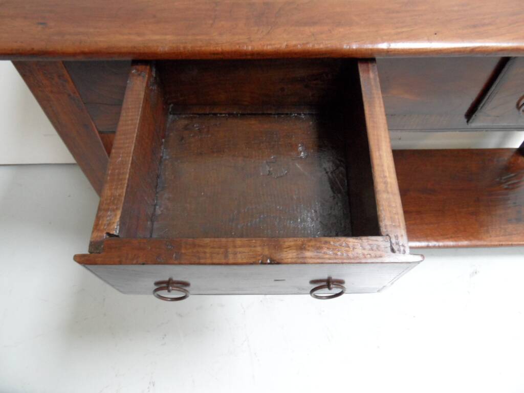 Table d'appoint en chêne ancien avec 2 tiroirs