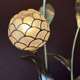 Floral floor lamp in brass and Capiz mother-of-pearl, 1970
