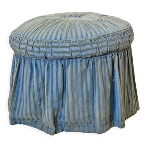 Pouf capitonné en velours - bleu
