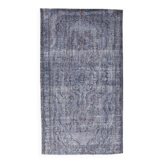 170X295 cm Blue vintage rug, large vintage carpet for big house , wool rug