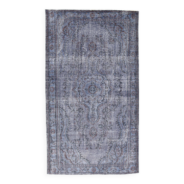 170X295 cm Blue vintage rug, large vintage carpet for big house , wool rug