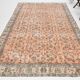 Tapis vintage turc floral fait à la main, orange pastel doux, 7x10