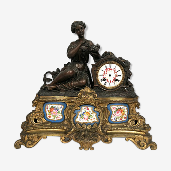 Enamelled regulated pendulum and porcelain plate, Jarossay & Cie, mid-nineteenth