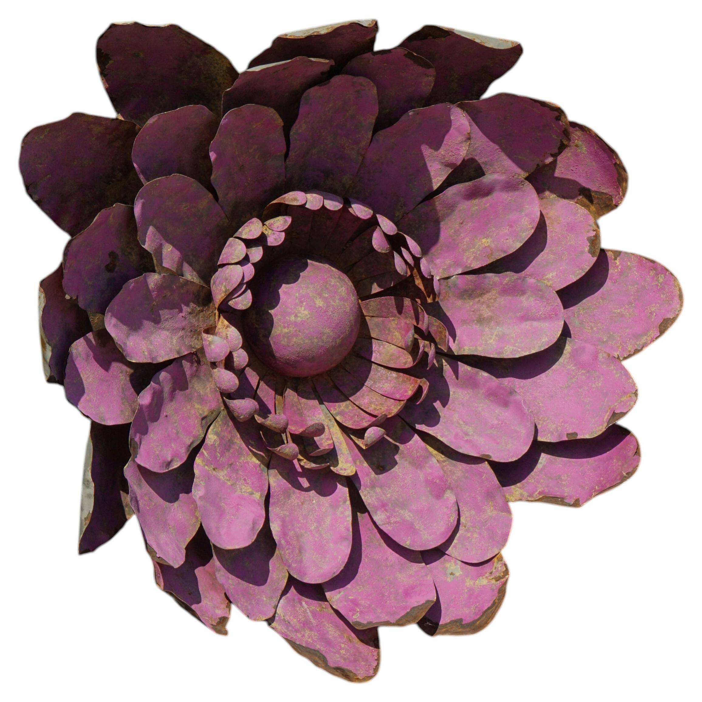 Large sculptural wall decoration of flowers in metal, Belgium, mid-20th century, 1960s.