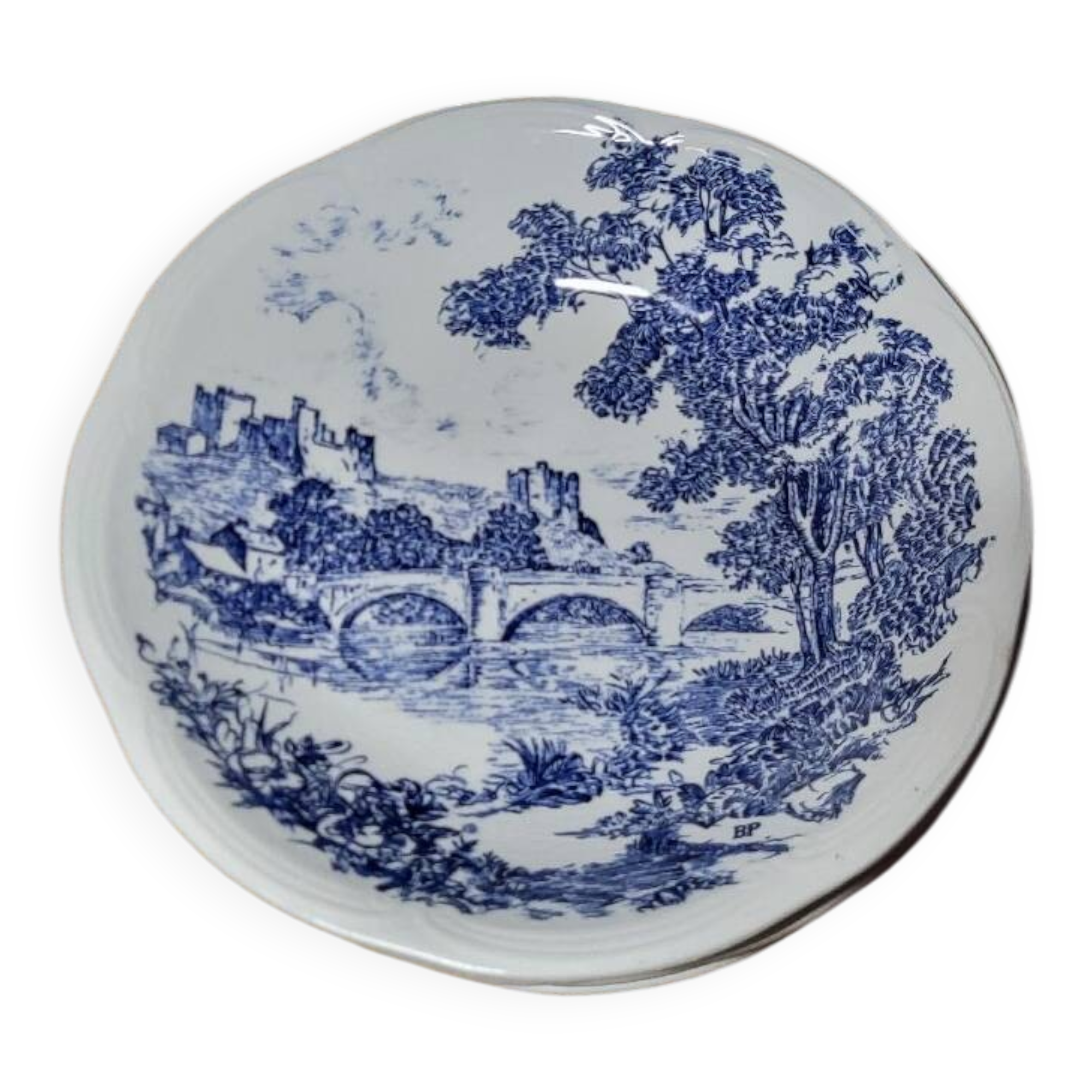 6 assiettes creuses Gien Bleu décor