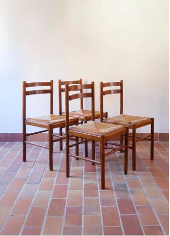 4 rustic straw chairs