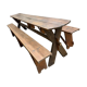 Table XL vintage en bois / Table de jardin avec bancs intégrés