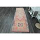 1970s Vintage Turkish Handmade Wool & Cotton Pink Runner Rug 94x306