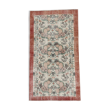 Coral red farmhouse floral rug 206x112cm