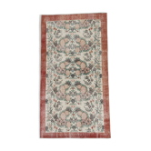 Coral red farmhouse floral rug 206x112cm