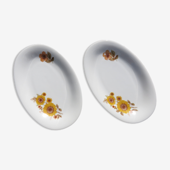 2 raviers à fleurs jaunes en porcelaine italian tognana