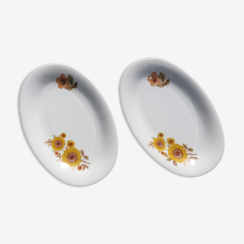 2 raviers with yellow flowers in porcelain italian tognana