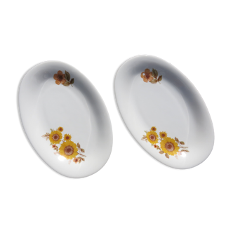 2 raviers with yellow flowers in porcelain italian tognana