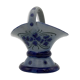 Vintage basket in traditional Alsace stoneware, cobalt blue flower patterns - 1970s.