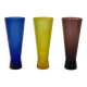 Set of three vintage coloured glasses from the 70s.