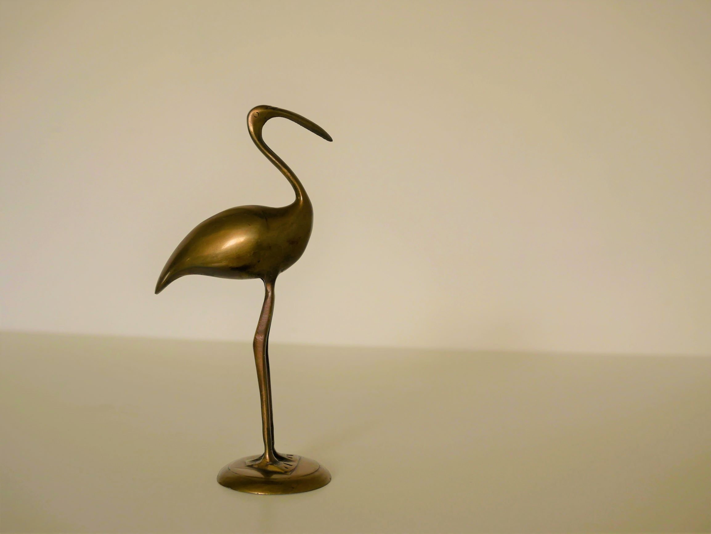 Vintage brass pink flamingo