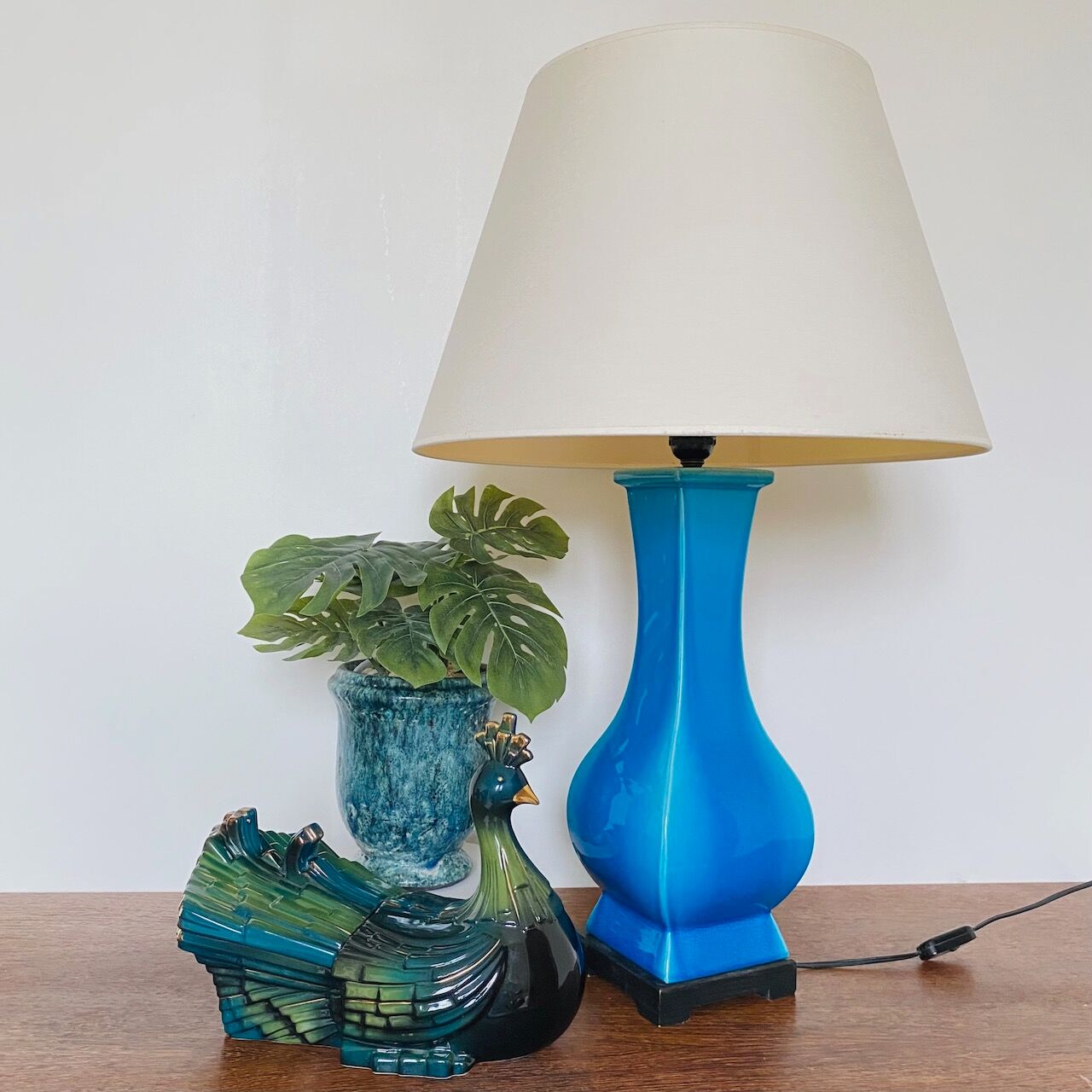Blue turquoise ceramic table lamp