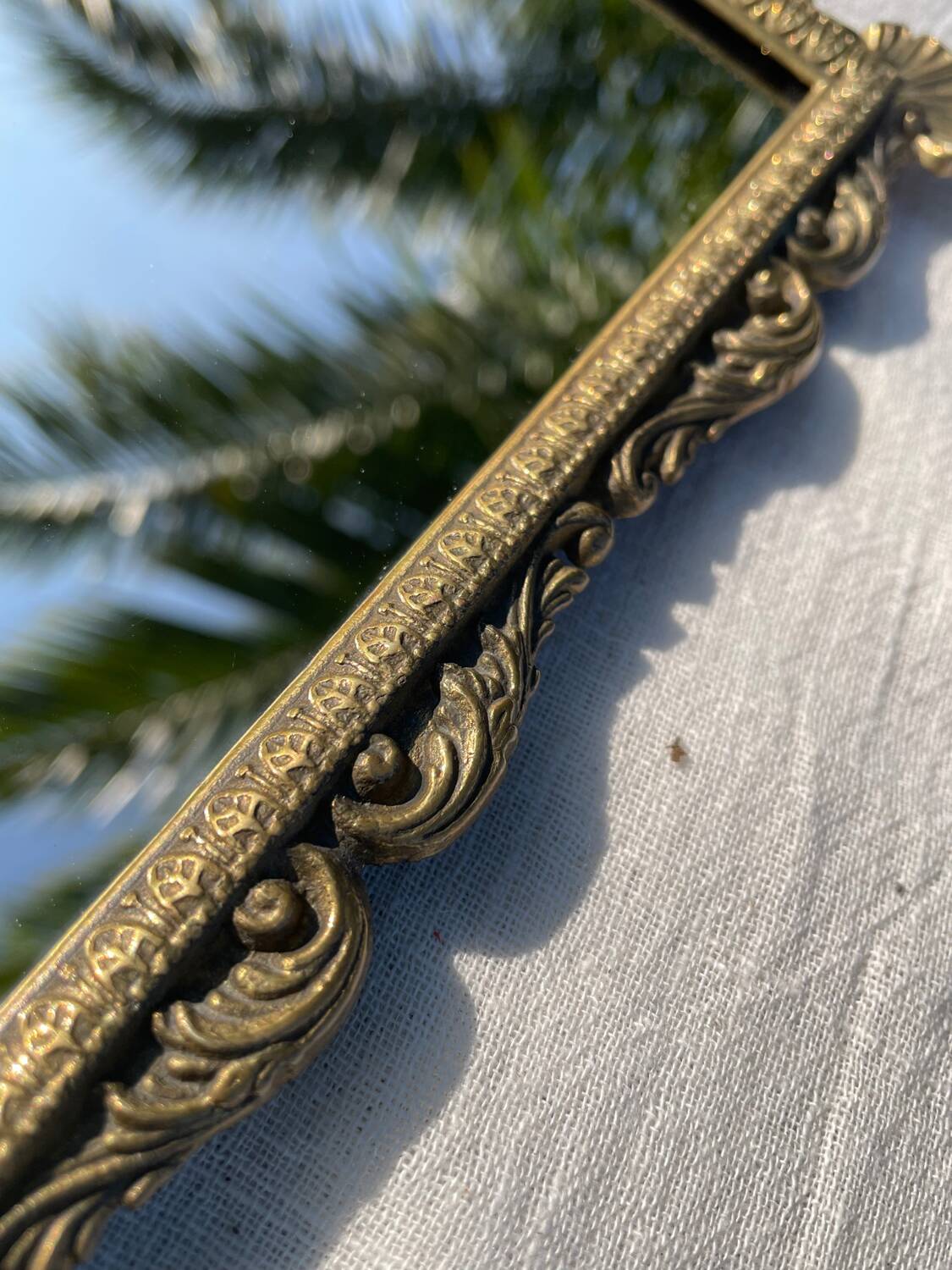 Antique bronze mirror