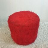 Pouf moumoute vintage red