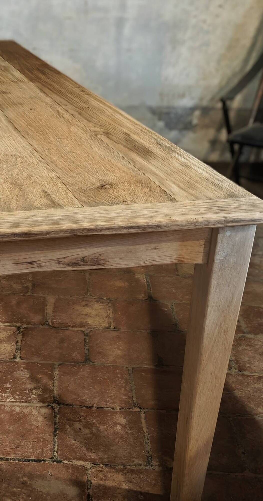 Solid oak farmhouse table "brut" 247x89, top "chocolate oak"