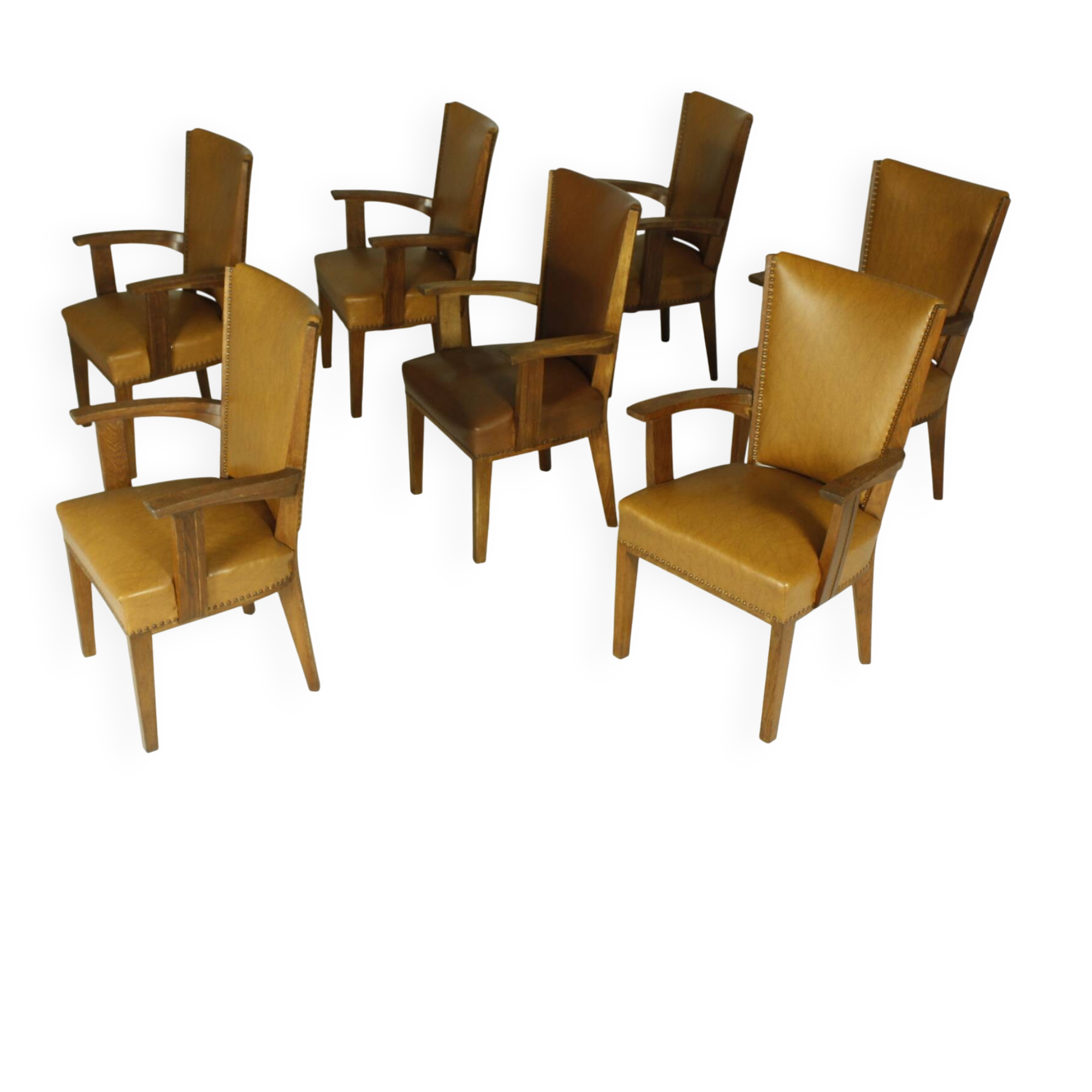 Armchairs by H. Wouda for H. Pander & Zn., 1920s, Set of 7