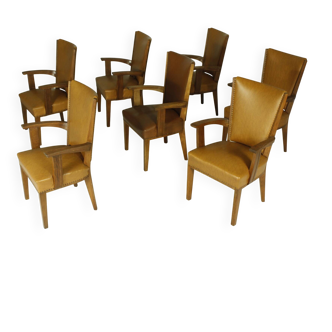 Armchairs by H. Wouda for H. Pander & Zn., 1920s, Set of 7