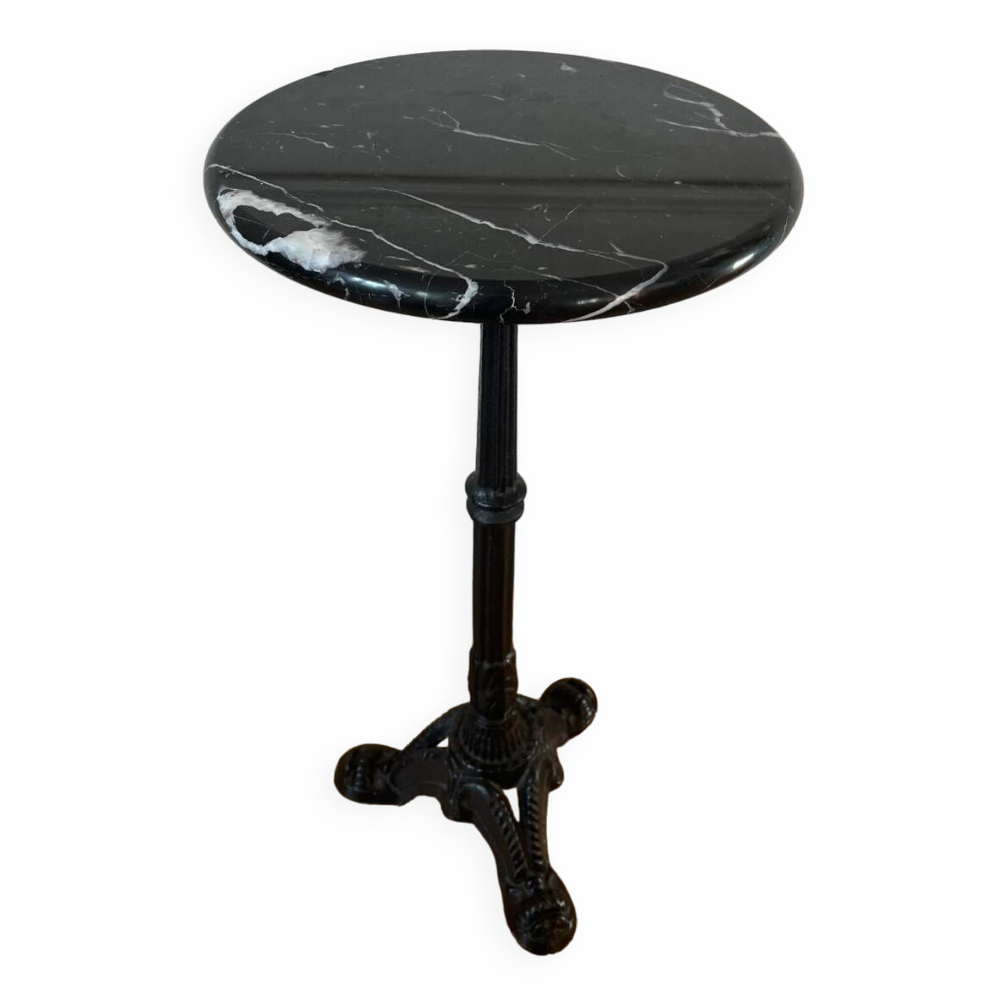 Vintage black marble bistro pedestal table
