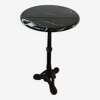 Vintage black marble bistro pedestal table