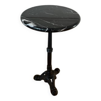 Vintage black marble bistro pedestal table