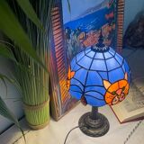 Vintage style Tiffany lamp | lampshade with cat motif