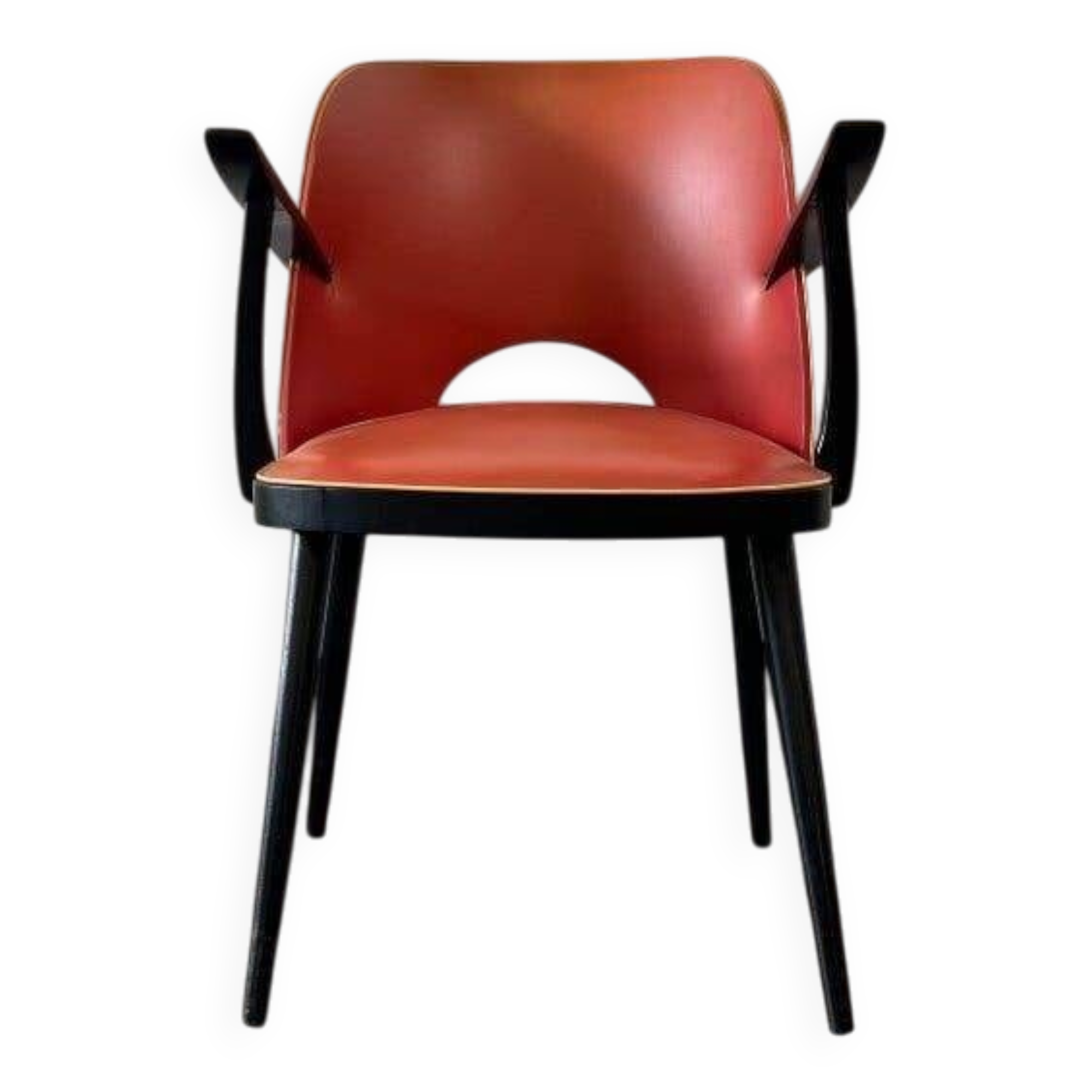 Vintage red rockabilly chair with armrest