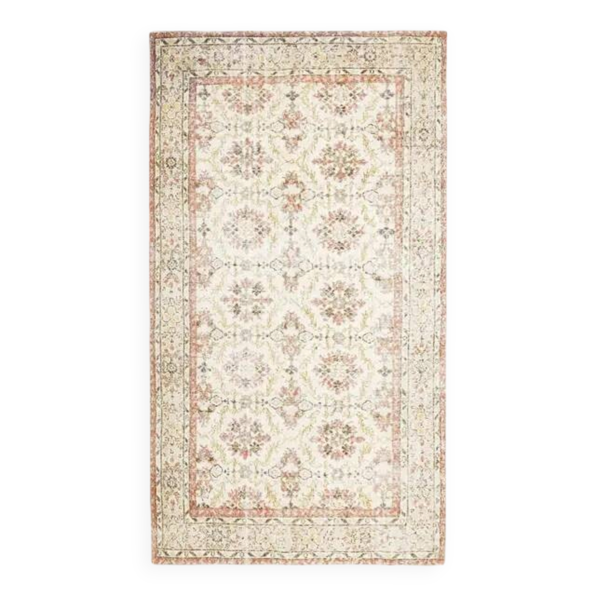 Vintage Turkish Hand-Knotted Wool Cotton Beige Area Rug 169x304