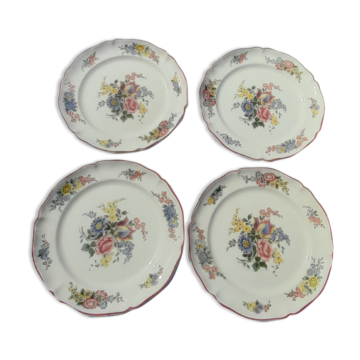 4 flat plates in Villeroy & Boch earthenware model flowers of Montclair diam 25 cm