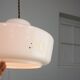 Mid-century Modern Italian Brass and White Glass Pendant Lamp, 1960s