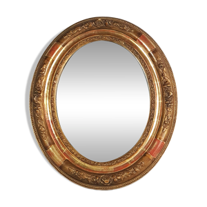 Ancien miroir ovale cadre - patine