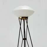 Elegant Italian floor lamp with a white opaline shade.