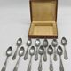Set of 12 small spoons in silver metal, rocaille style