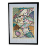 Lithographie originale de Bona, 1990, impression Michel Cassé