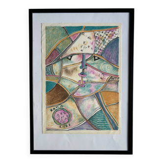 Lithographie originale de Bona, 1990, impression Michel Cassé