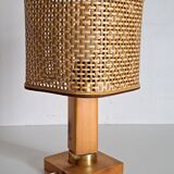 Lampe de chevet rotin et bois