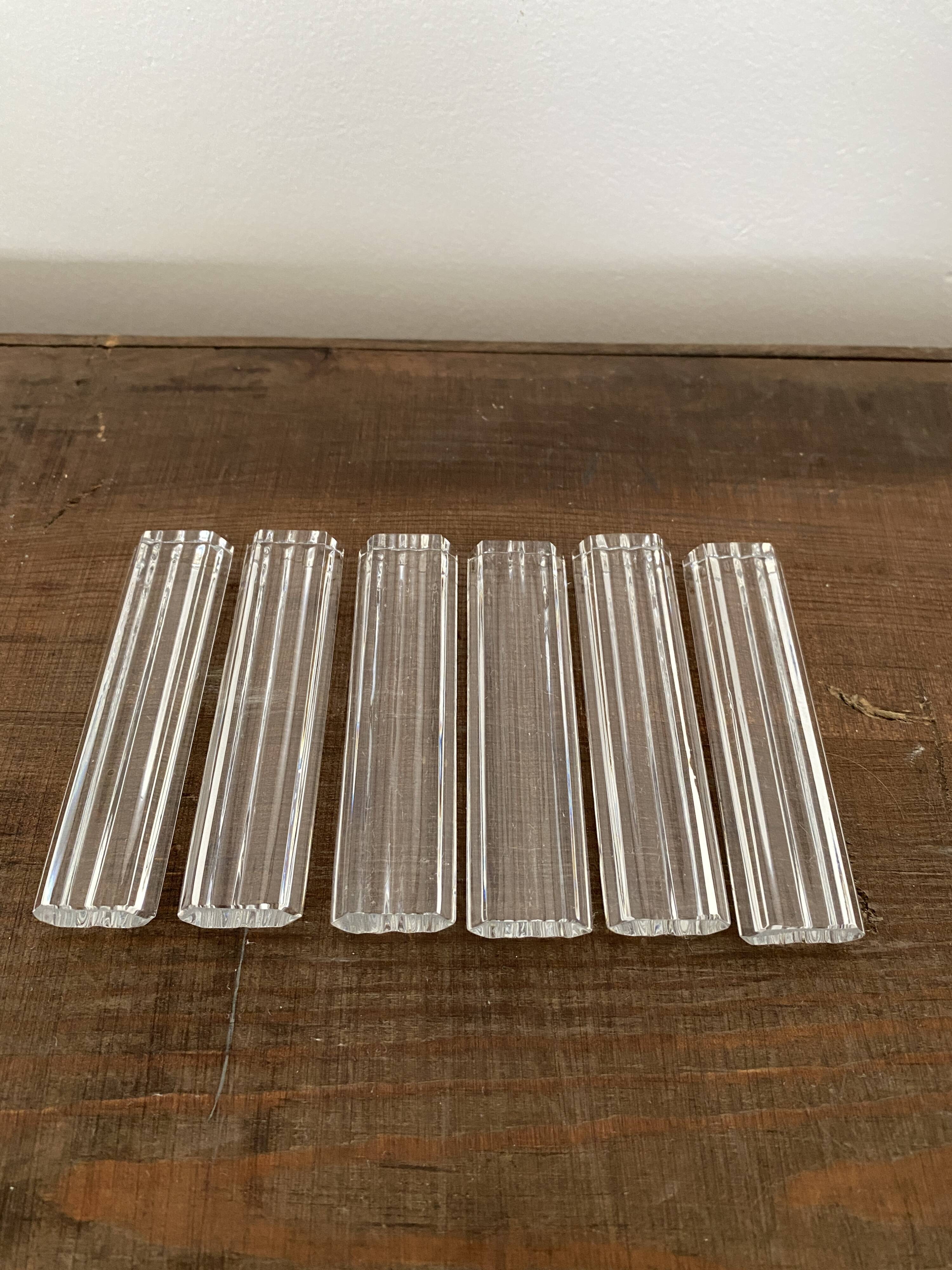 Vintage knife holders of 6, in glass